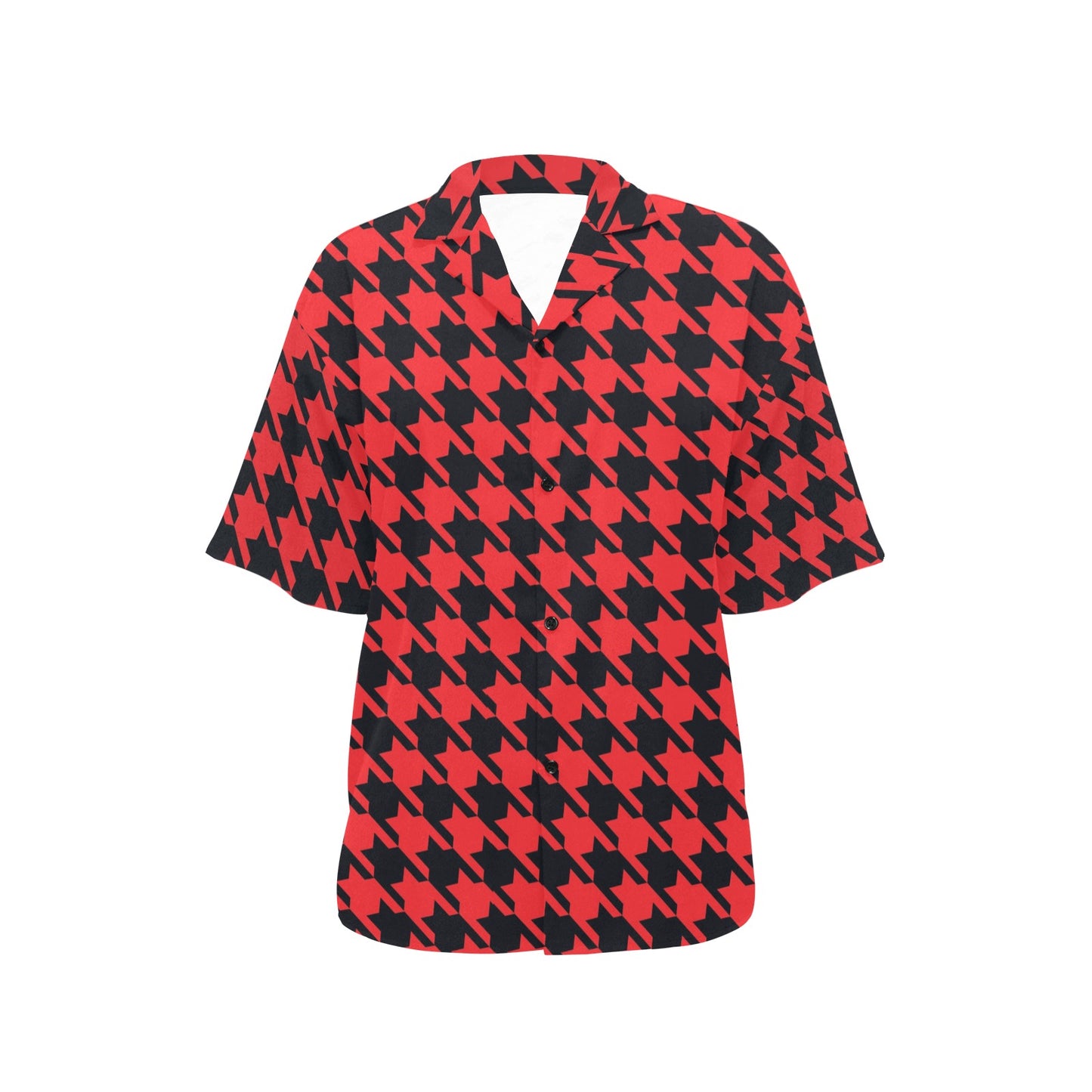 Houndstooth Red Pattern Print Design 03 Women's Hawaiian Shirt