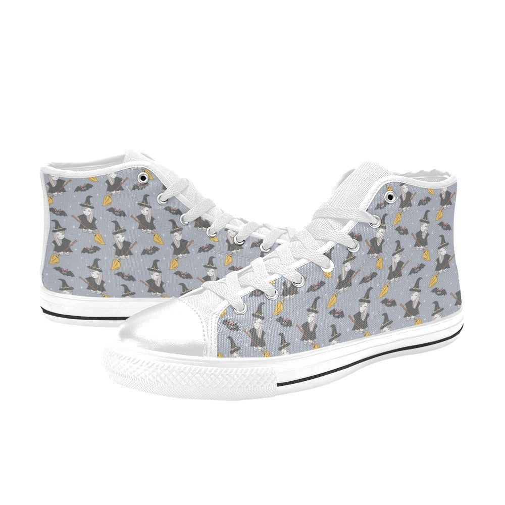 Witch Print Design LKS307 High Top Women's White Shoes