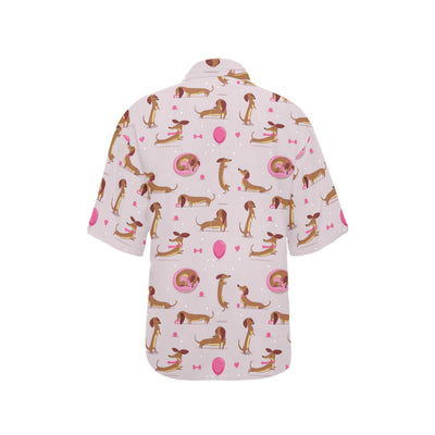 Dachshund Pattern Print Design 10 Women's Hawaiian Shirt