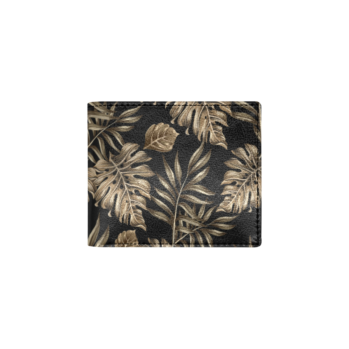 Brown Tropical Palm Leaves Men's ID Card Wallet