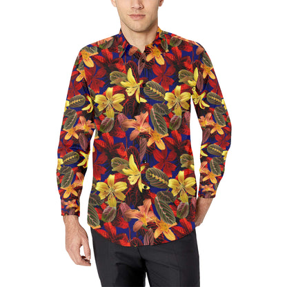 Lily Pattern Print Design LY014 Men's Long Sleeve Shirt