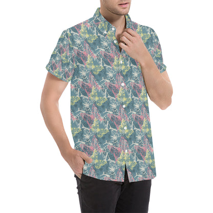 Butterfly Pattern Print Design 01 Men's Short Sleeve Button Up Shirt