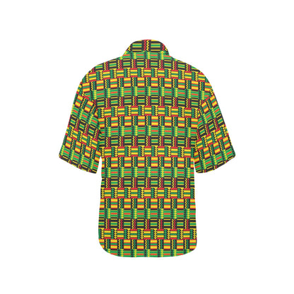 African Zip Zag Print Pattern Women's Hawaiian Shirt