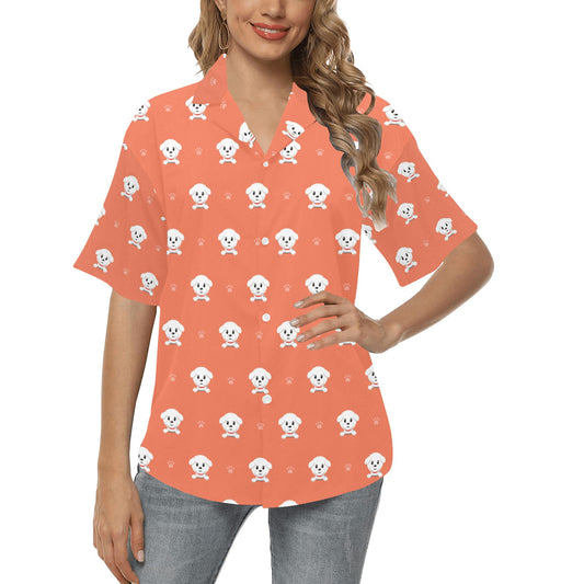 Bichons Frise Pattern Print Design 02 Women's Hawaiian Shirt