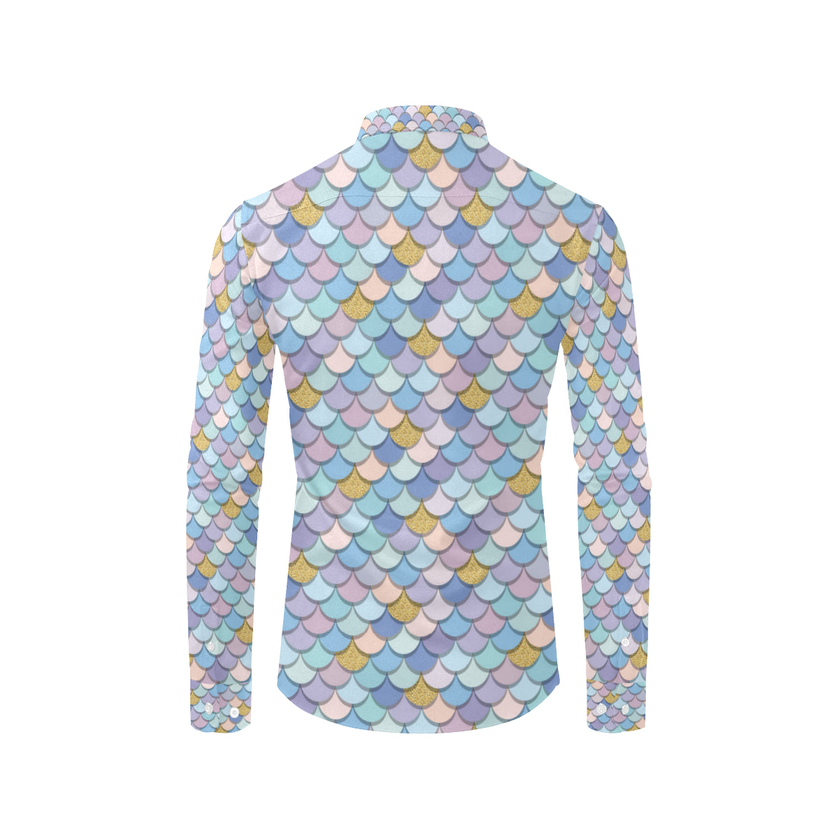 Mermaid Scales Pattern Print Design 05 Men's Long Sleeve Shirt