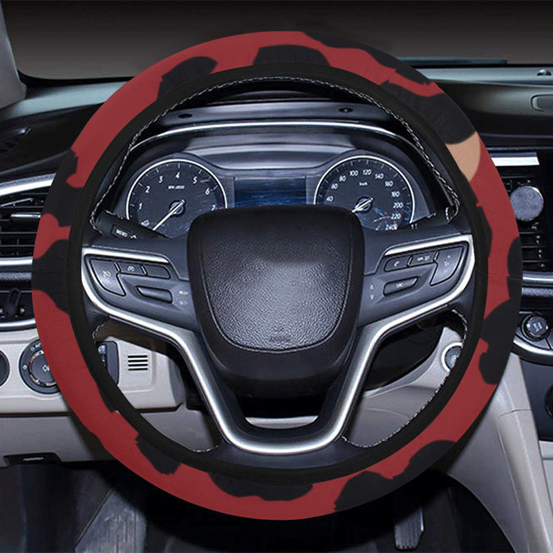 Cheetah Red Print Pattern Steering Wheel Cover with Elastic Edge