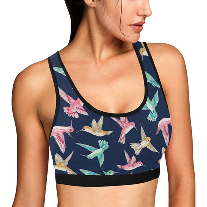 Hummingbird Cute Pattern Print Design 01 Sports Bra