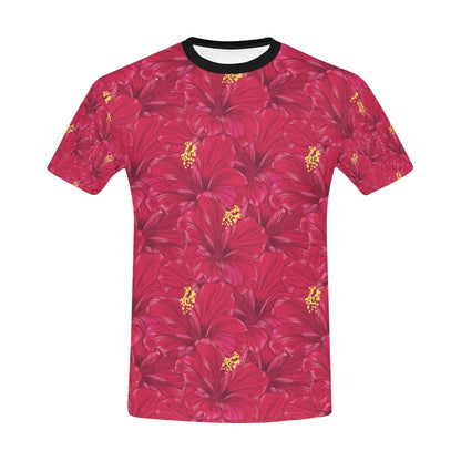 Hibiscus Red Pattern Print LKS308 Men's All Over Print T-shirt