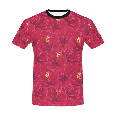 Hibiscus Red Pattern Print LKS308 Men's All Over Print T-shirt