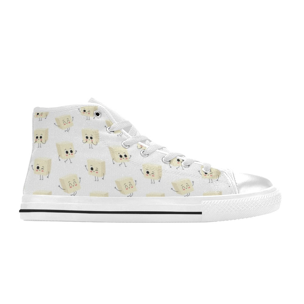Tofu Print Design LKS301 High Top Women's White Shoes