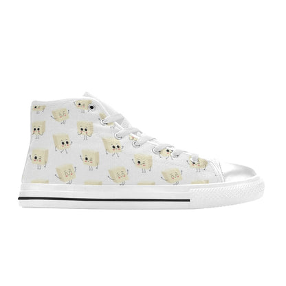 Tofu Print Design LKS301 High Top Women's White Shoes