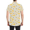 Daisy Yellow Watercolor Print Pattern Men's Short Sleeve Button Up Shirt