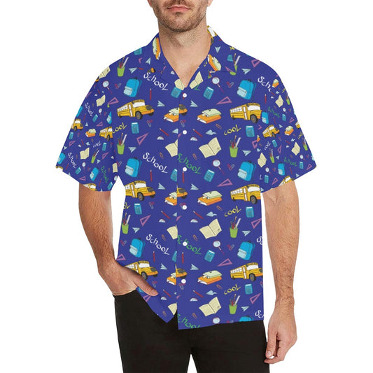 School Bus Print Design LKS307 Men's Hawaiian Shirt