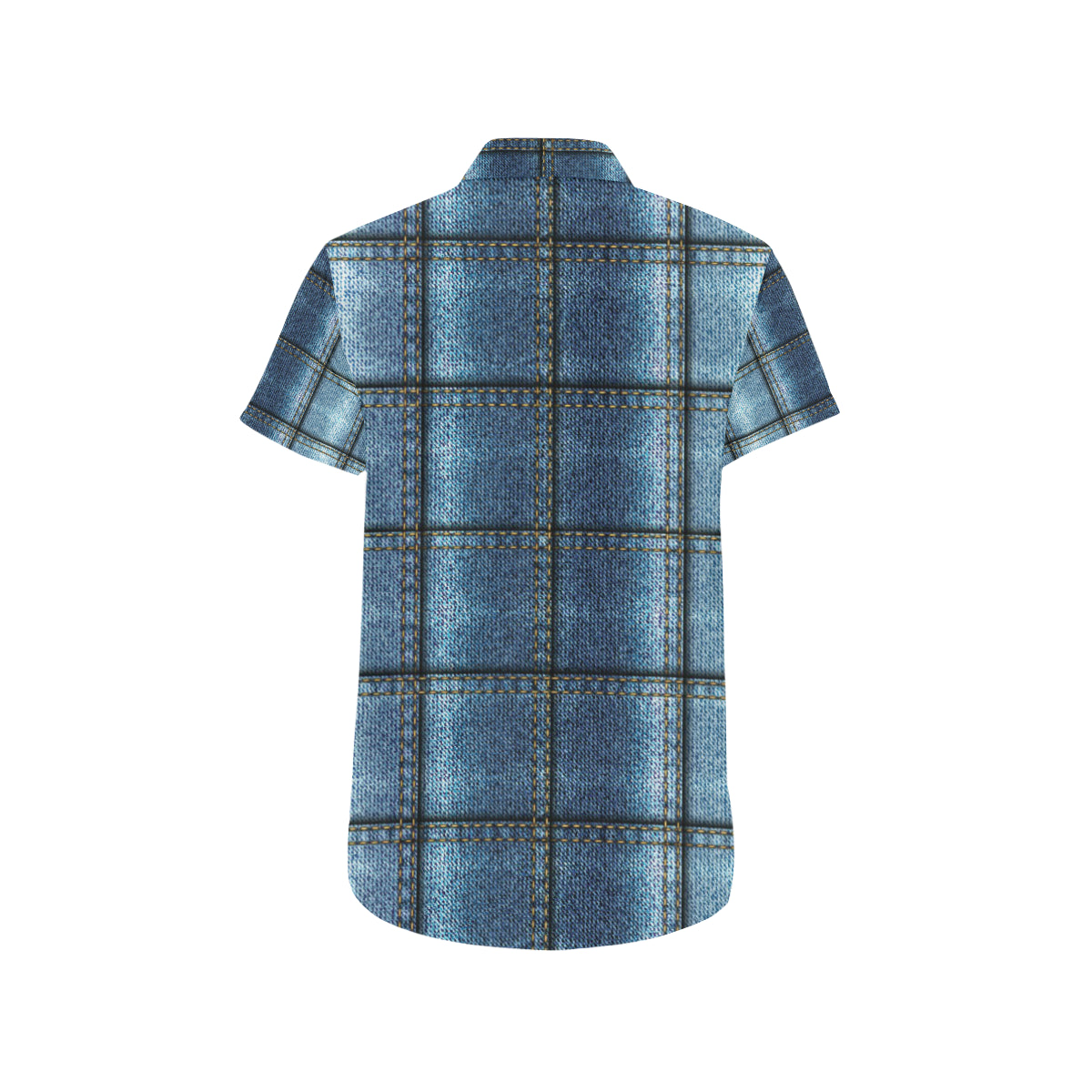 Jean Patchwork Pattern Print Design 02 Men's Short Sleeve Button Up Shirt