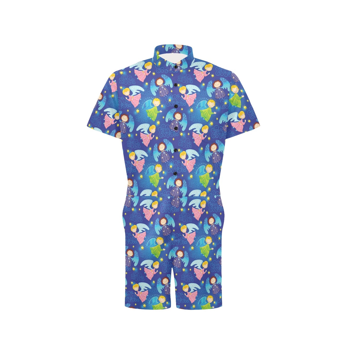 Angel Little Pattern Print Design 02 Men's Romper
