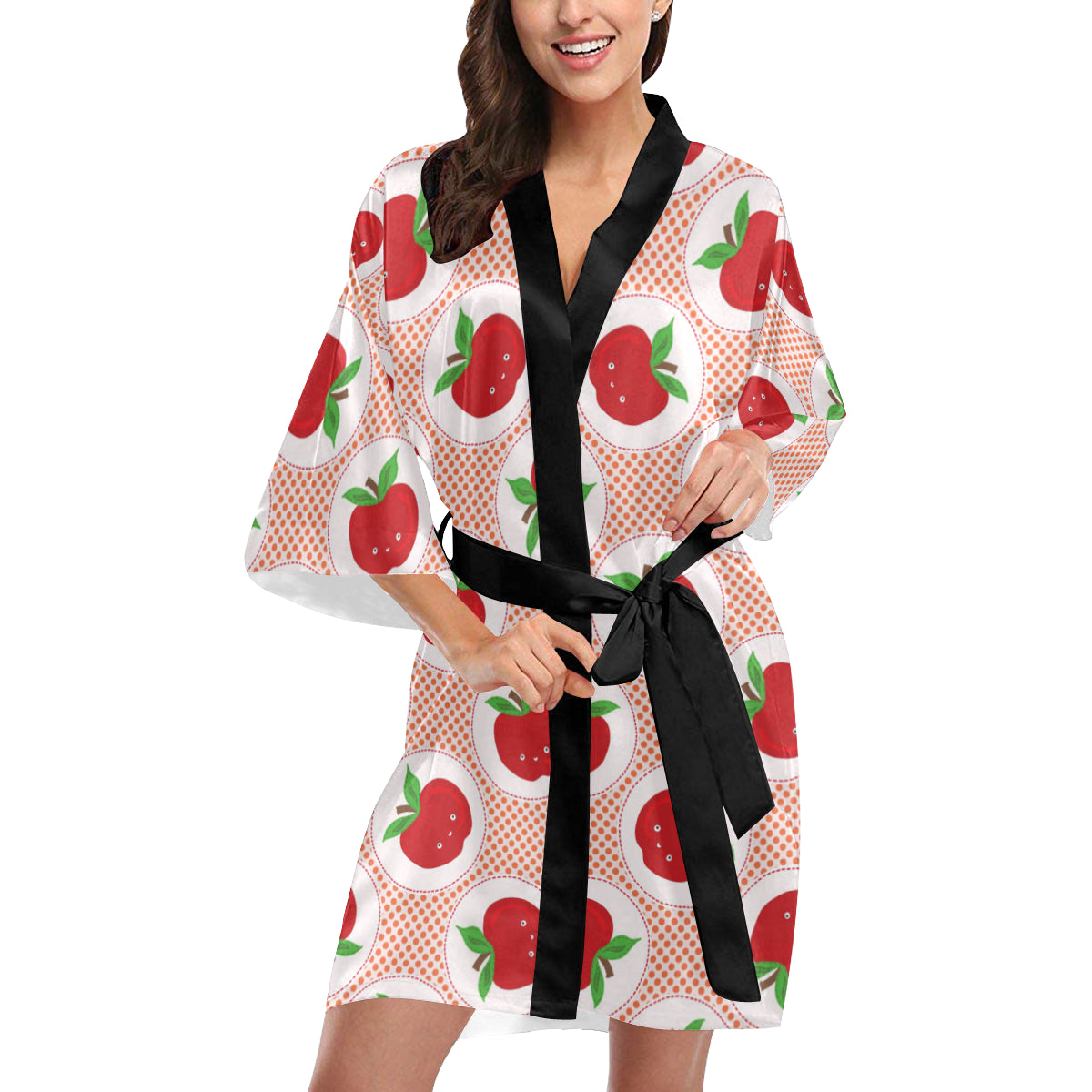 Apple Pattern Print Design AP08 Women's Short Kimono