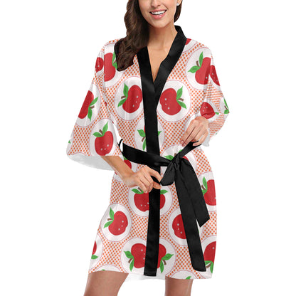 Apple Pattern Print Design AP08 Women's Short Kimono