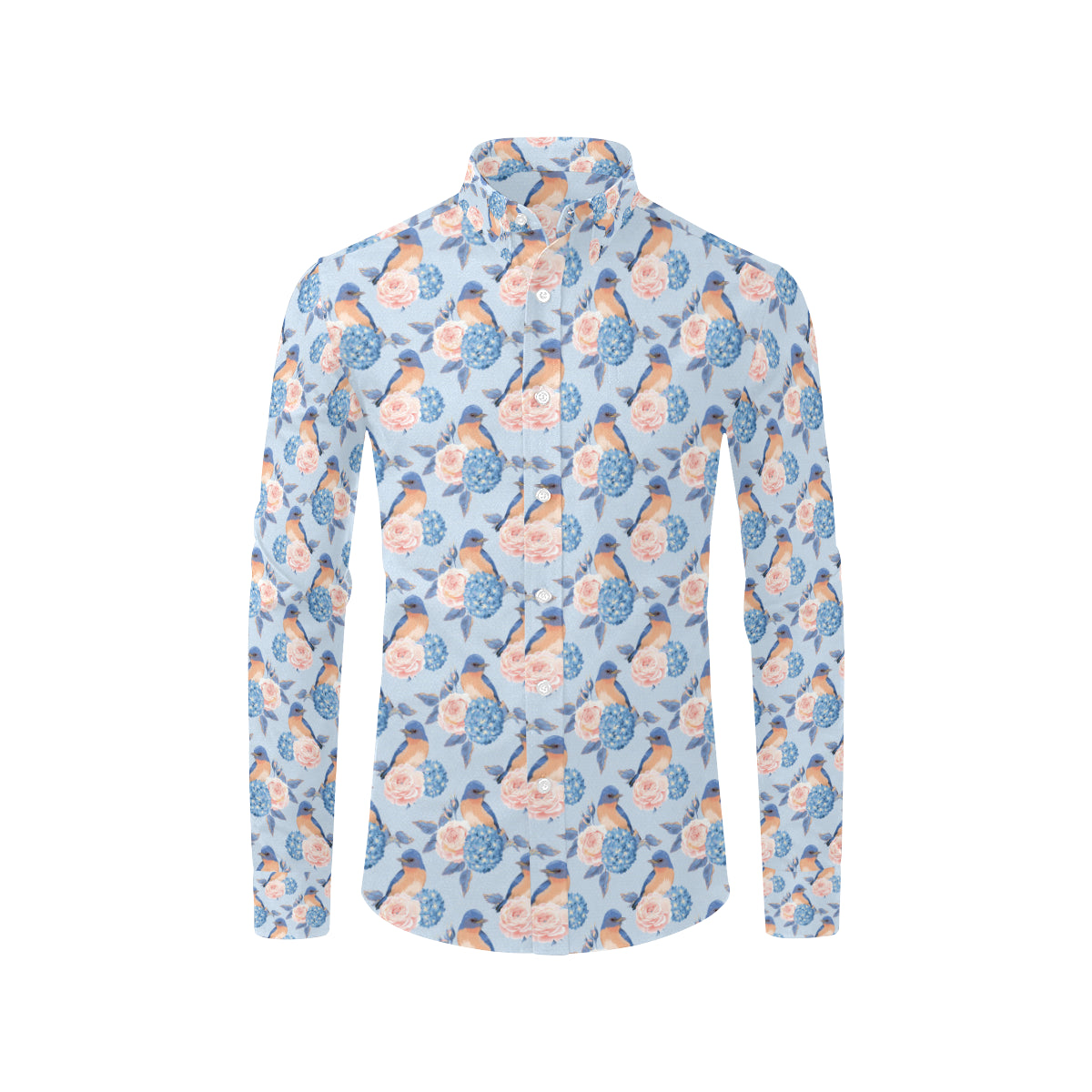 Bluebird Pattern Print Design 01 Men's Long Sleeve Shirt