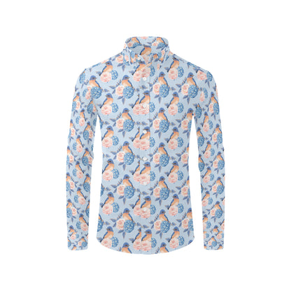 Bluebird Pattern Print Design 01 Men's Long Sleeve Shirt