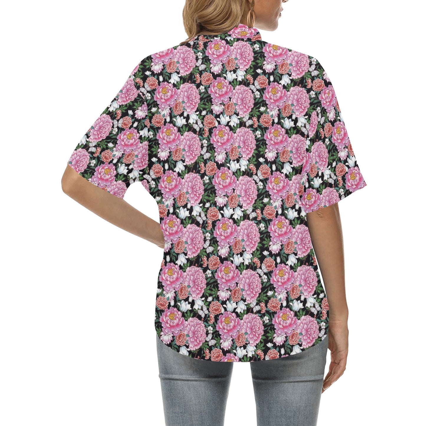 Dahlia Pattern Print Design 02 Women's Hawaiian Shirt