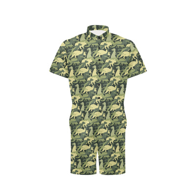 Camouflage Dinosaur Pattern Print Design 03 Men's Romper