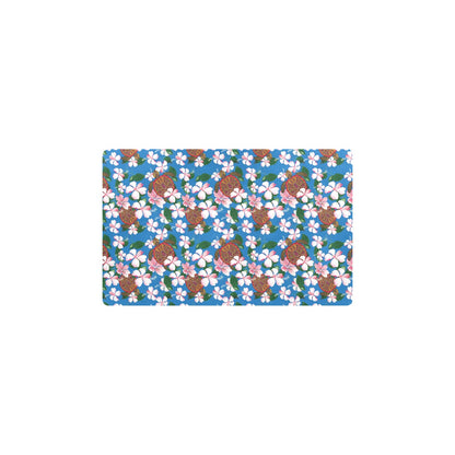 Sea Turtle Pink Hibiscus Hawaiian Print Kitchen Mat