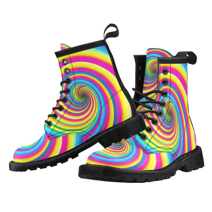 Vortex Twist Swirl Rainbow Design Women's Boots