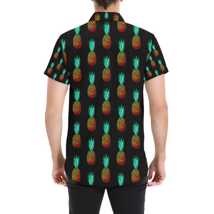 Pineapple Pattern Print Design A05 Men's Short Sleeve Button Up Shirt
