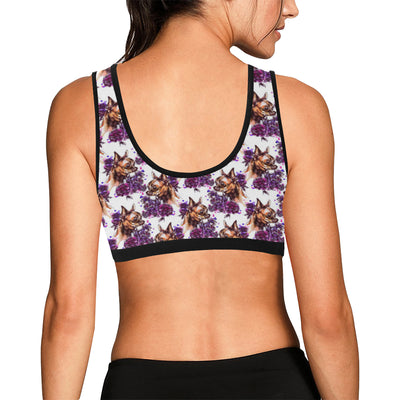 Chihuahua Purple Floral Sports Bra