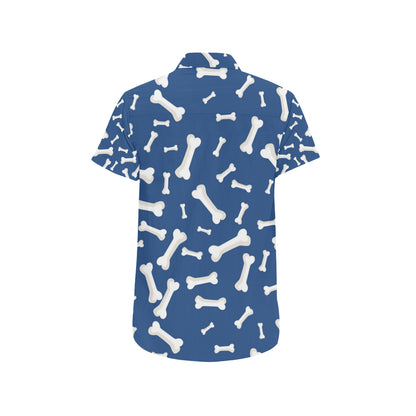 Dog Bone Pattern Print Design 03 Men's Short Sleeve Button Up Shirt