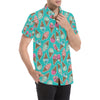 Ice Cream Pattern Print Design IC01 Men's Short Sleeve Button Up Shirt