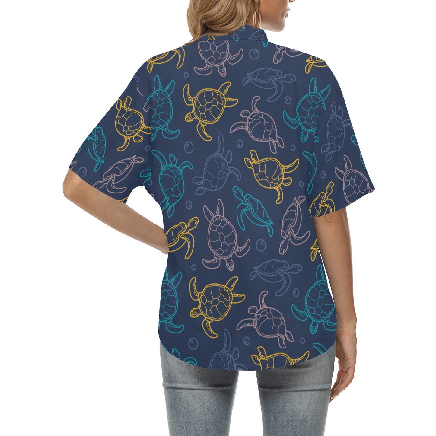 Sea Turtle Baby Print Women's Hawaiian Shirt