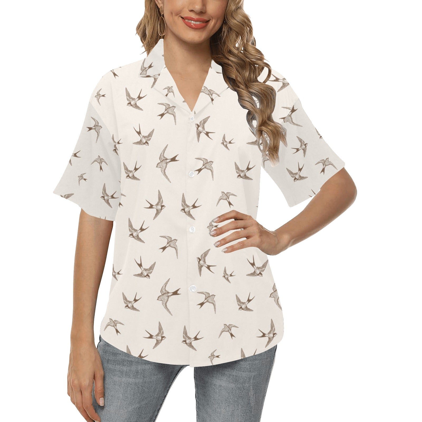 Swallow Bird Pattern Print Design 01 Women's Hawaiian Shirt