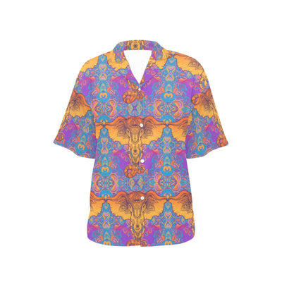 Gold Elephant Indian Women's Hawaiian Shirt