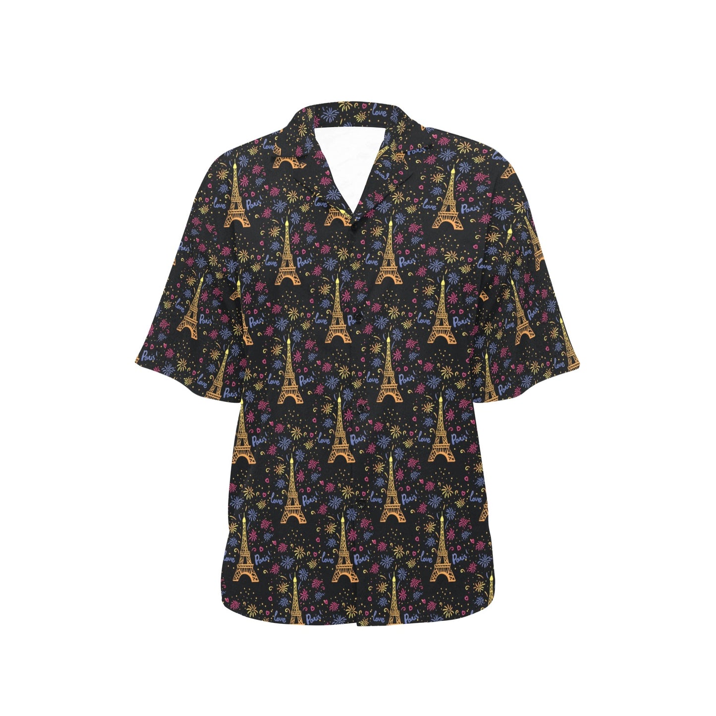 Eiffel Tower Love Paris Print Women's Hawaiian Shirt
