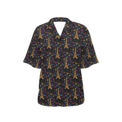 Eiffel Tower Love Paris Print Women's Hawaiian Shirt
