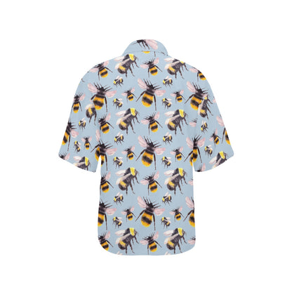 Bee Pattern Print Design BEE08 Women's Hawaiian Shirt