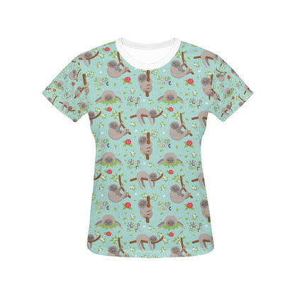 Sloth Print Design LKS305 Women's  T-shirt