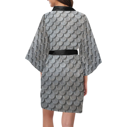 Armor Scales Pattern Print Design 03 Women's Short Kimono