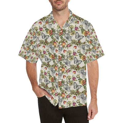 Butterfly Flower Pattern Print Design 06 Men's Hawaiian Shirt