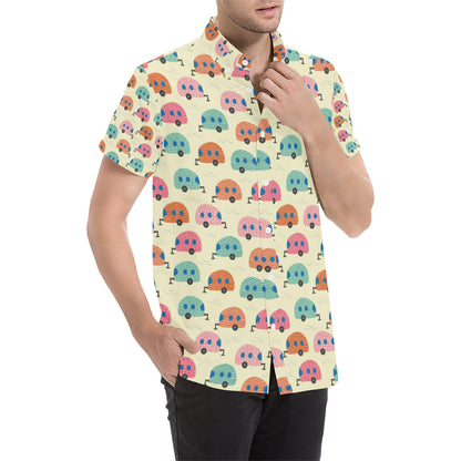 Camper Pattern Print Design 06 Men's Short Sleeve Button Up Shirt