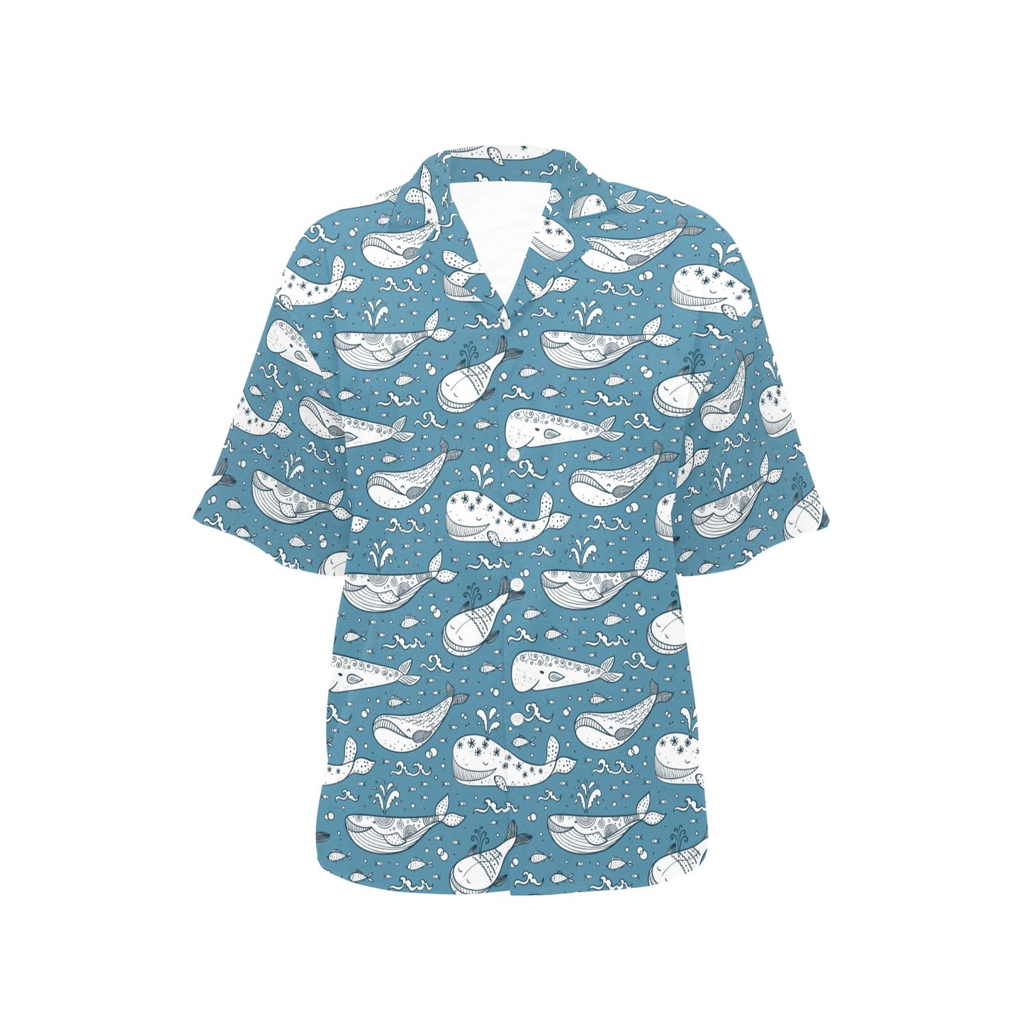 Humpback Whale Pattern Print Design 03 Women's Hawaiian Shirt