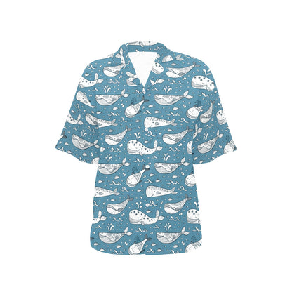 Humpback Whale Pattern Print Design 03 Women's Hawaiian Shirt