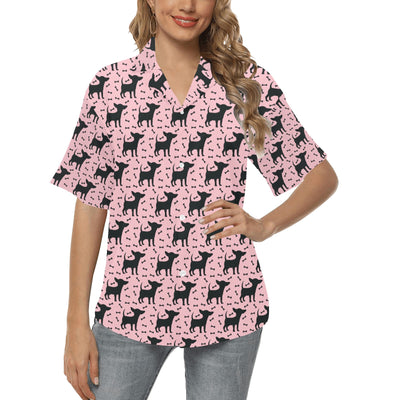 Chihuahua Pink Print Pattern Women's Hawaiian Shirt