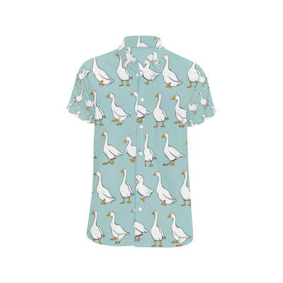 Goose Pattern Print Design 02 Men's Short Sleeve Button Up Shirt