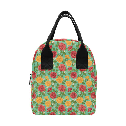 Dahlia Pattern Print Design DH011 Insulated Lunch Bag