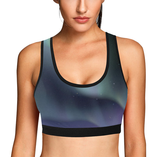 Aurora Borealis Pattern Print Design 01 Sports Bra