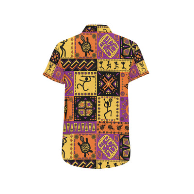 African Pattern Print Design 02 Men's Short Sleeve Button Up Shirt