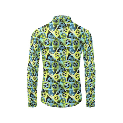 Soccer Ball Themed Print Design Men's Long Sleeve Shirt