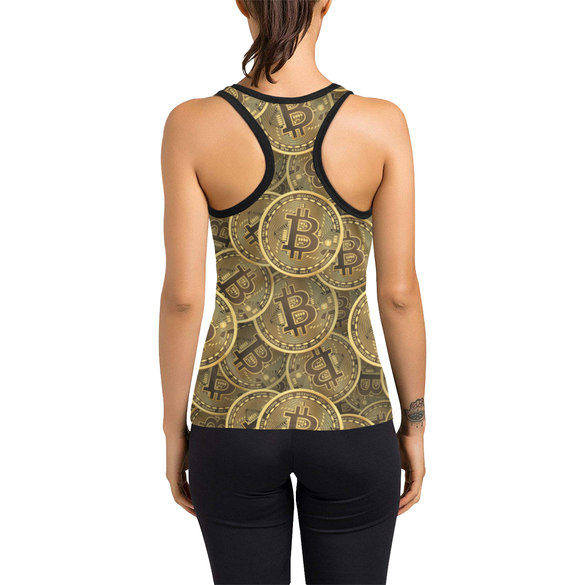 Bitcoin Pattern Print Design DO01 Women's Racerback Tank Top